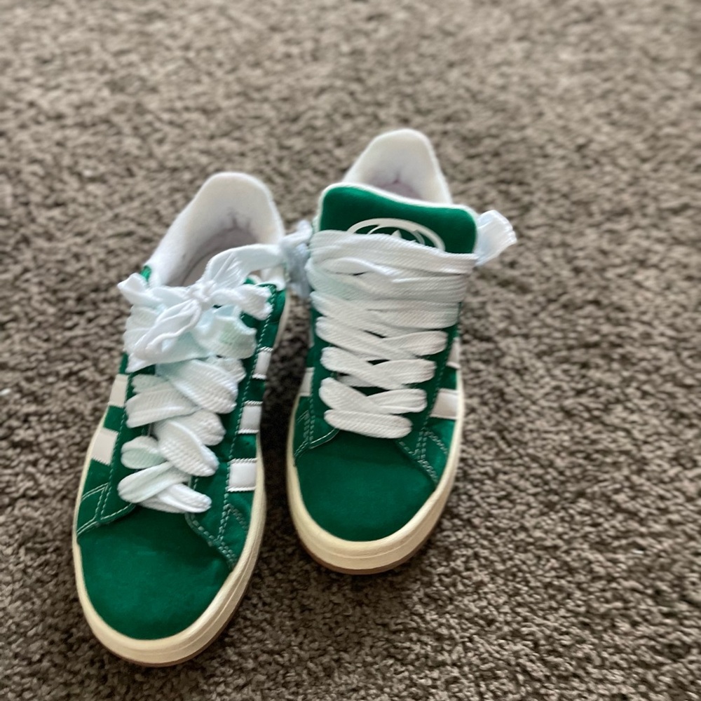 Adidas Green and White Campus Sneakers